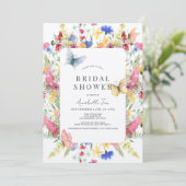 Wildflower Boeket & Vlinder Vrijgezellenfeest Kaart (Staand voorkant)