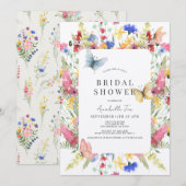 Wildflower Boeket & Vlinder Vrijgezellenfeest Kaart (Voorkant / Achterkant)