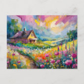 Wildflower Boerderij Landschap Moderne Abstracte k Briefkaart (Voorkant)