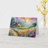 Wildflower Boerderij Landschap Moderne Abstracte k Kaart (Gele Bloem)