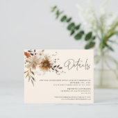 Wildflower Bohemian bruiloft Details Kaart (Staand voorkant)