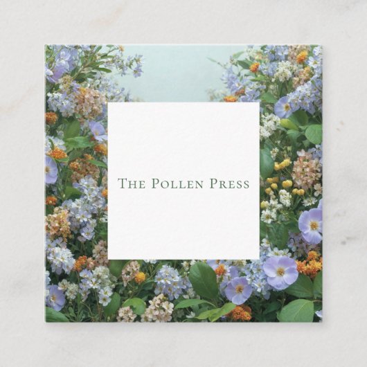 Wildflower Bohemian Square Frame Rustic Floral Vierkante Visitekaartje (Voorkant)