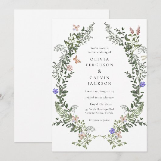 Wildflower Bohemian Tuin Bruiloft Kaart (Voorkant / Achterkant)