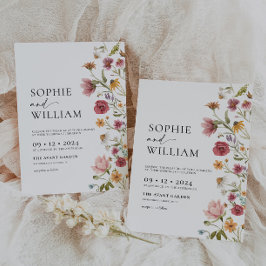 Wildflower Bohemian Wedding Invitation Kaart