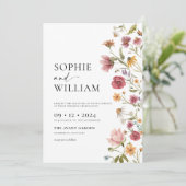 Wildflower Bohemian Wedding Invitation Kaart (Staand voorkant)