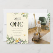 Wildflower Boho 1e geboorthday Girl Foto Kaart (Voorkant)