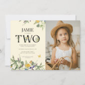 Wildflower Boho 2e geboorte-meisje Foto Kaart (Voorkant)