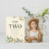 Wildflower Boho 2e geboorte-meisje Foto Kaart (Staand voorkant)