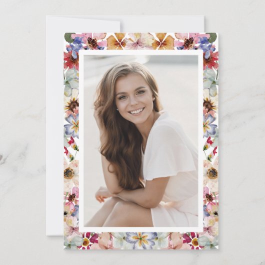 Wildflower Boho Afstudeerfeest Kaart (Achterkant)