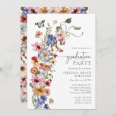 Wildflower Boho Afstudeerfeest Kaart (Voorkant / Achterkant)