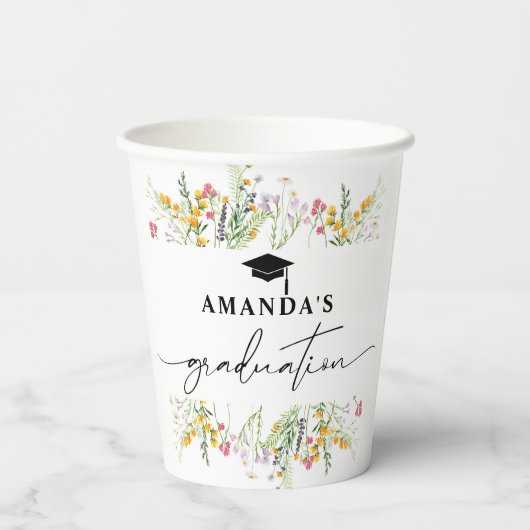 Wildflower Boho Afstudeerfeest Papieren Bekers (Achterkant)