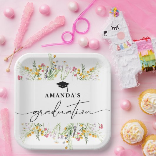Wildflower Boho Afstudeerfeest Papieren Bordje (Feest)