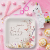 Wildflower Boho Baby Baby shower Papieren Bordje (Feest)