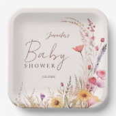Wildflower Boho Baby Baby shower Papieren Bordje (Voorkant)