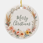 Wildflower Boho Baby Eerste kerst Personaliseren Keramisch Ornament (Achterkant)