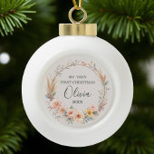 Wildflower Boho Baby Eerste kerst Personaliseren Keramische Bal Ornament