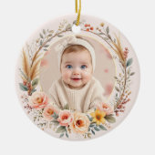 Wildflower Boho Baby Eerste Kerstpampagras Keramisch Ornament (Voorkant)