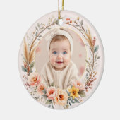 Wildflower Boho Baby Eerste Kerstpampagras Keramisch Ornament (Links)