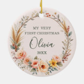 Wildflower Boho Baby Eerste Kerstpampagras Keramisch Ornament (Achterkant)