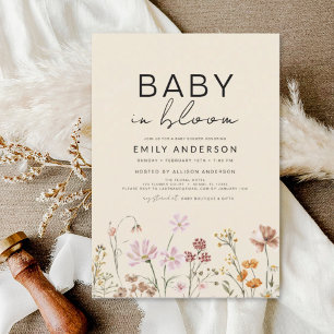Wildflower Boho Baby in Bloom Baby shower Kaart