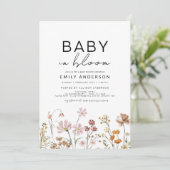 Wildflower Boho Baby in Bloom Baby shower Kaart (Staand voorkant)