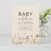 Wildflower Boho Baby in Bloom Baby shower Kaart (Staand voorkant)