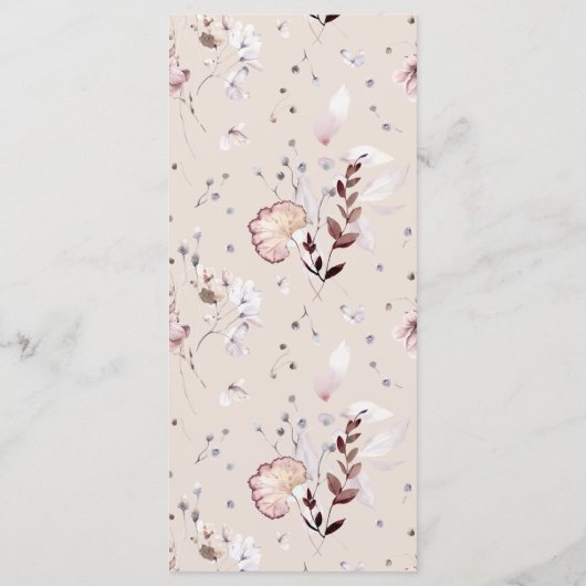 Wildflower Boho Baby Meisje Douche Menu (Achterkant)