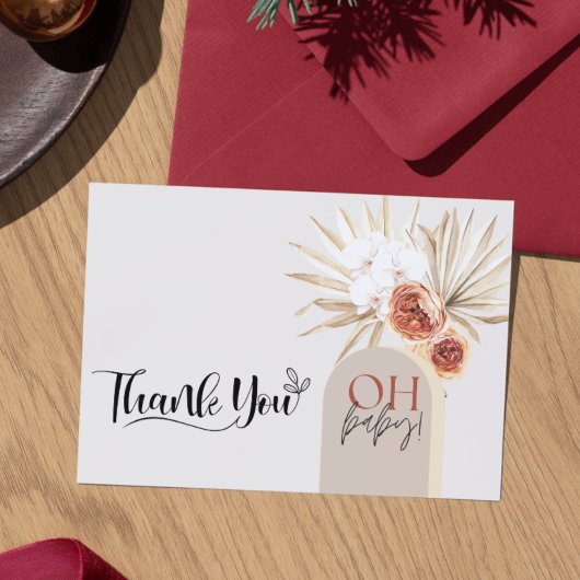 Wildflower Boho Baby shower Bedankt Card Templat