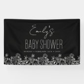 Wildflower Boho Baby shower Black Elegant Spandoek (Horizontaal)