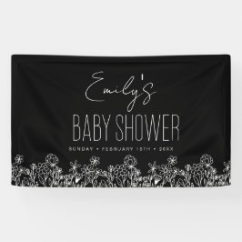Wildflower Boho Baby shower Black Elegant Spandoek
