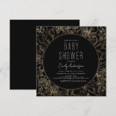 Wildflower Boho Baby shower Black Modern Kaart (Voorkant / Achterkant)
