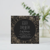 Wildflower Boho Baby shower Black Modern Kaart (Staand voorkant)