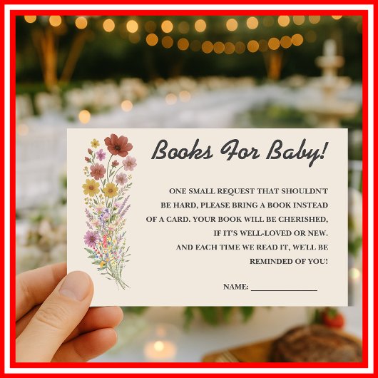 Wildflower Boho Baby shower BOEKEN VOOR BABY Informatiekaartje