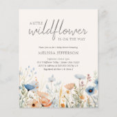 Wildflower Boho Baby shower Budget Uitnodiging (Voorkant)