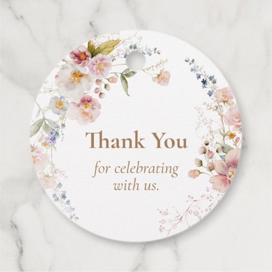 Wildflower Boho Baby shower Dank u Bedankjes Labels (Achterkant)