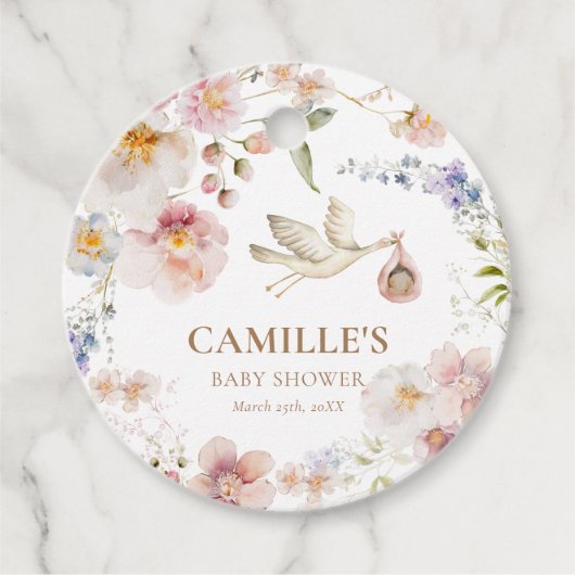 Wildflower Boho Baby shower Dank u Bedankjes Labels (Voorkant)