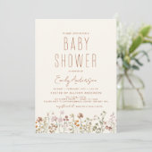 Wildflower Boho Baby shower Elegant Modern Kaart (Staand voorkant)