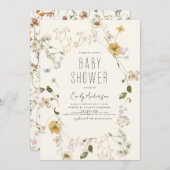 Wildflower Boho Baby shower Elegant Modern Kaart (Voorkant / Achterkant)