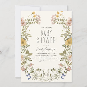 Wildflower Boho Baby shower Elegant Modern Kaart