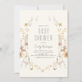 Wildflower Boho Baby shower Elegant Modern Kaart