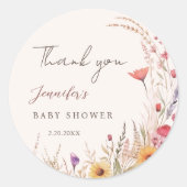 Wildflower Boho Baby shower Favor Classic Ronde Sticker (Voorkant)