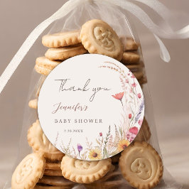Wildflower Boho Baby shower Favor Classic Ronde Sticker