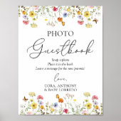 Wildflower Boho Baby shower Foto Guestbook Poster (Voorkant)