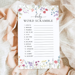 Wildflower Boho Baby shower Game Word Scramble