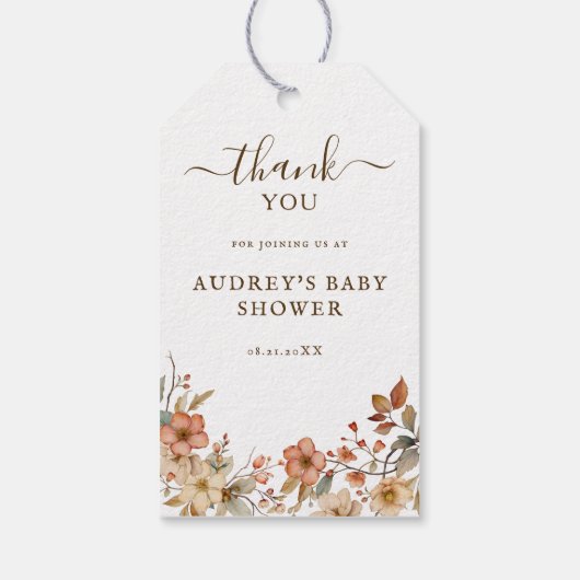 Wildflower Boho Baby shower Gift Label Cadeaulabel (Achterkant)