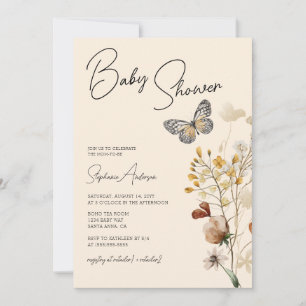 Wildflower Boho Baby shower Kaart