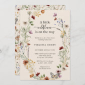 Wildflower Boho Baby shower Kaart (Voorkant / Achterkant)