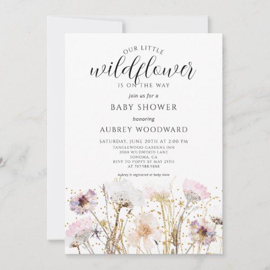 Wildflower Boho Baby shower Kaart (Voorkant)