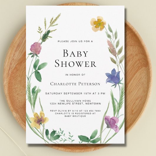 Wildflower Boho Baby shower Kaart