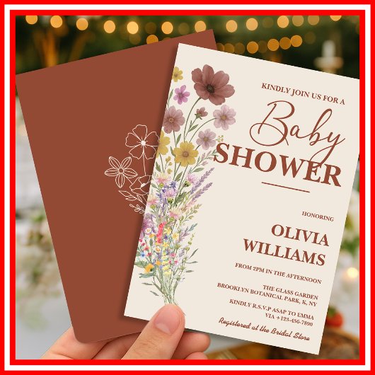 Wildflower Boho Baby shower Kaart